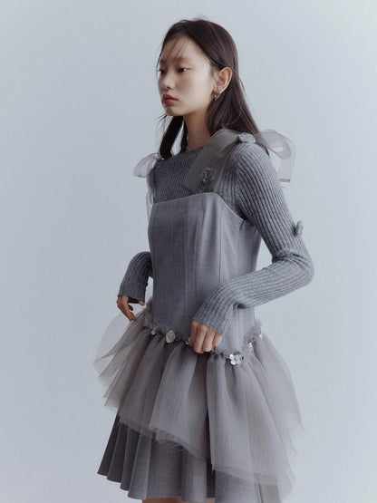 Moonlit Sprite Deconstructed Pleated Mesh Dress