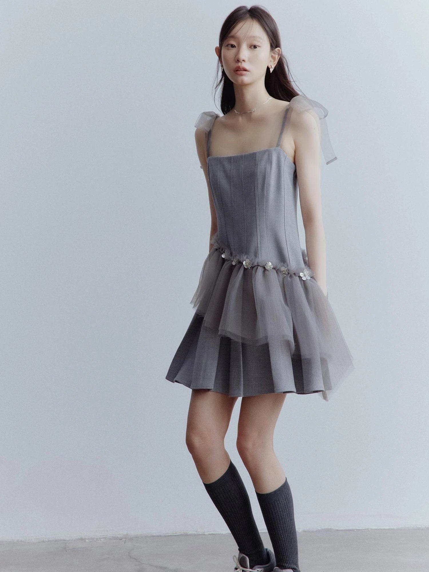 Moonlit Sprite Deconstructed Pleated Mesh Dress