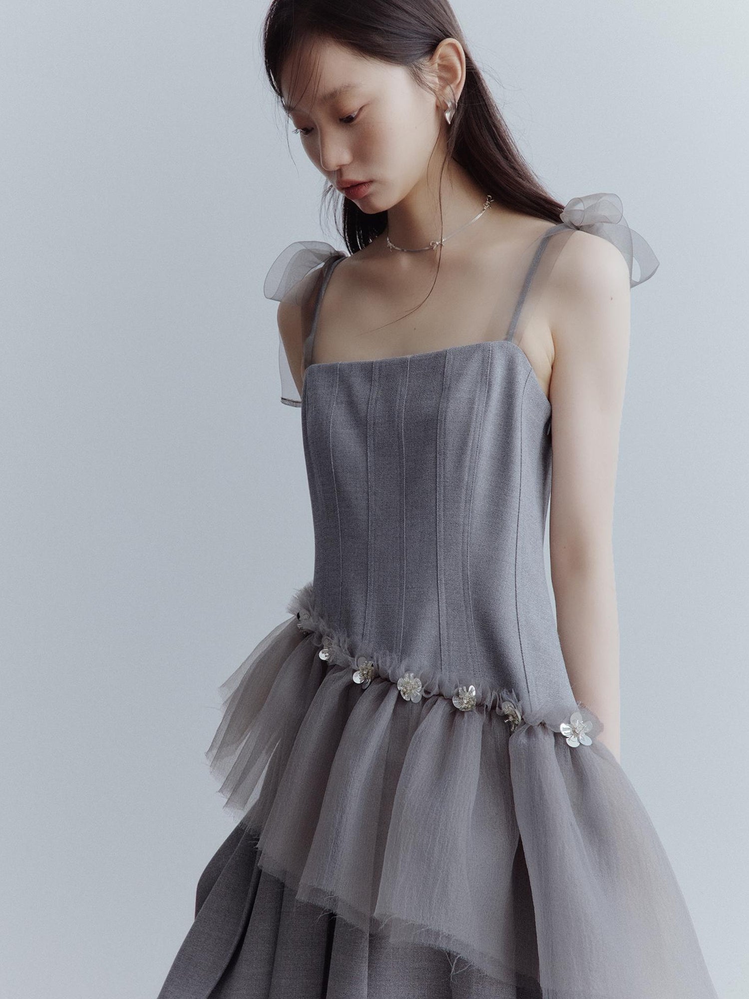 FUSSED Moonlit Sprite Deconstructed Pleated Mesh Dress