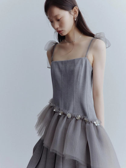 Moonlit Sprite Deconstructed Pleated Mesh Dress