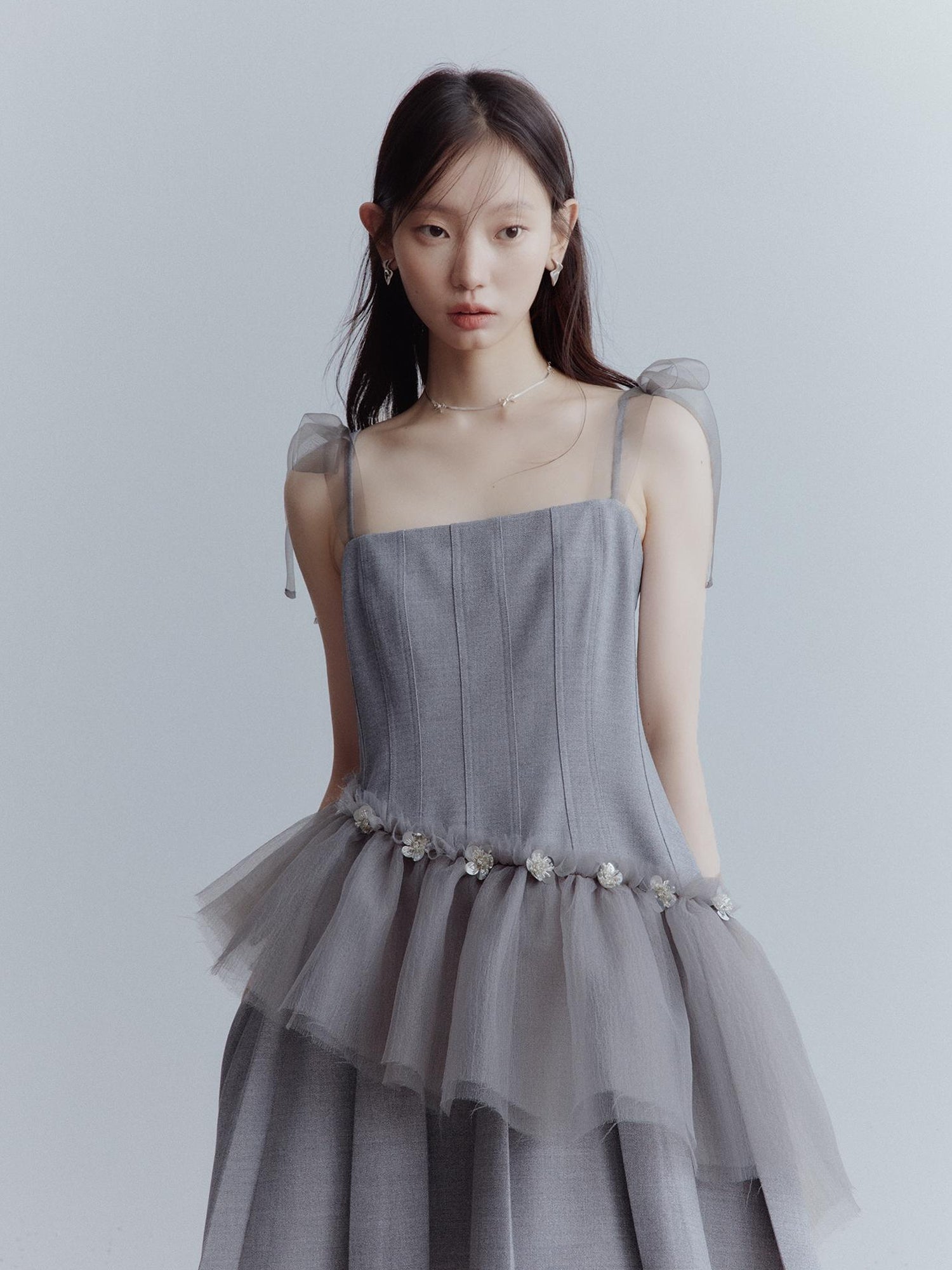 FUSSED Moonlit Sprite Deconstructed Pleated Mesh Dress