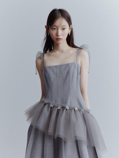 FUSSED Moonlit Sprite Deconstructed Pleated Mesh Dress