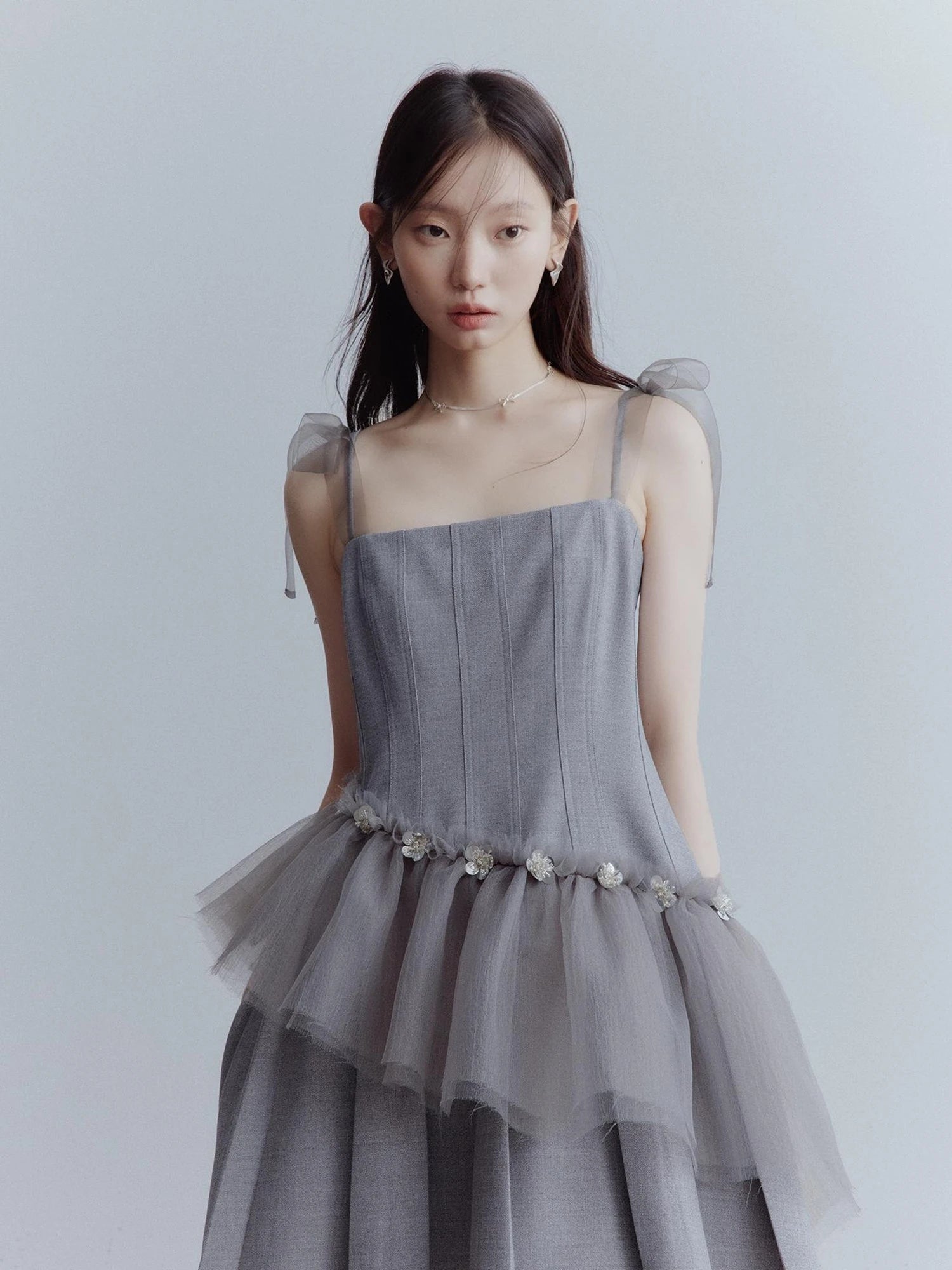Moonlit Sprite Deconstructed Pleated Mesh Dress