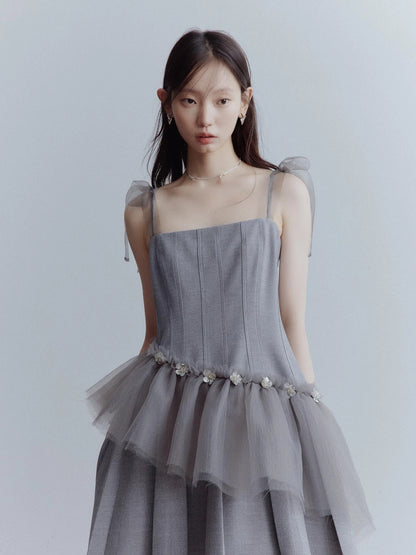 Moonlit Sprite Deconstructed Pleated Mesh Dress