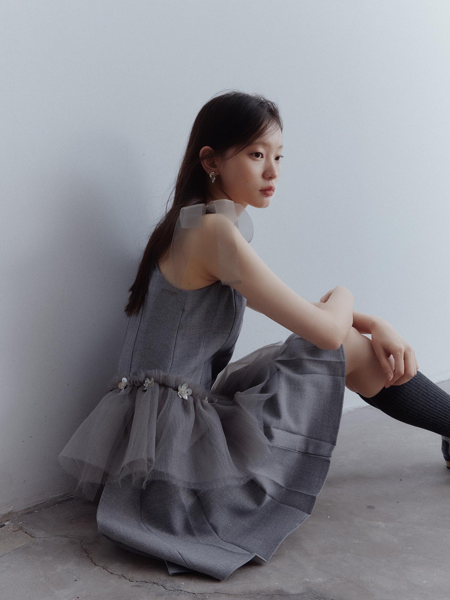 FUSSED Moonlit Sprite Deconstructed Pleated Mesh Dress
