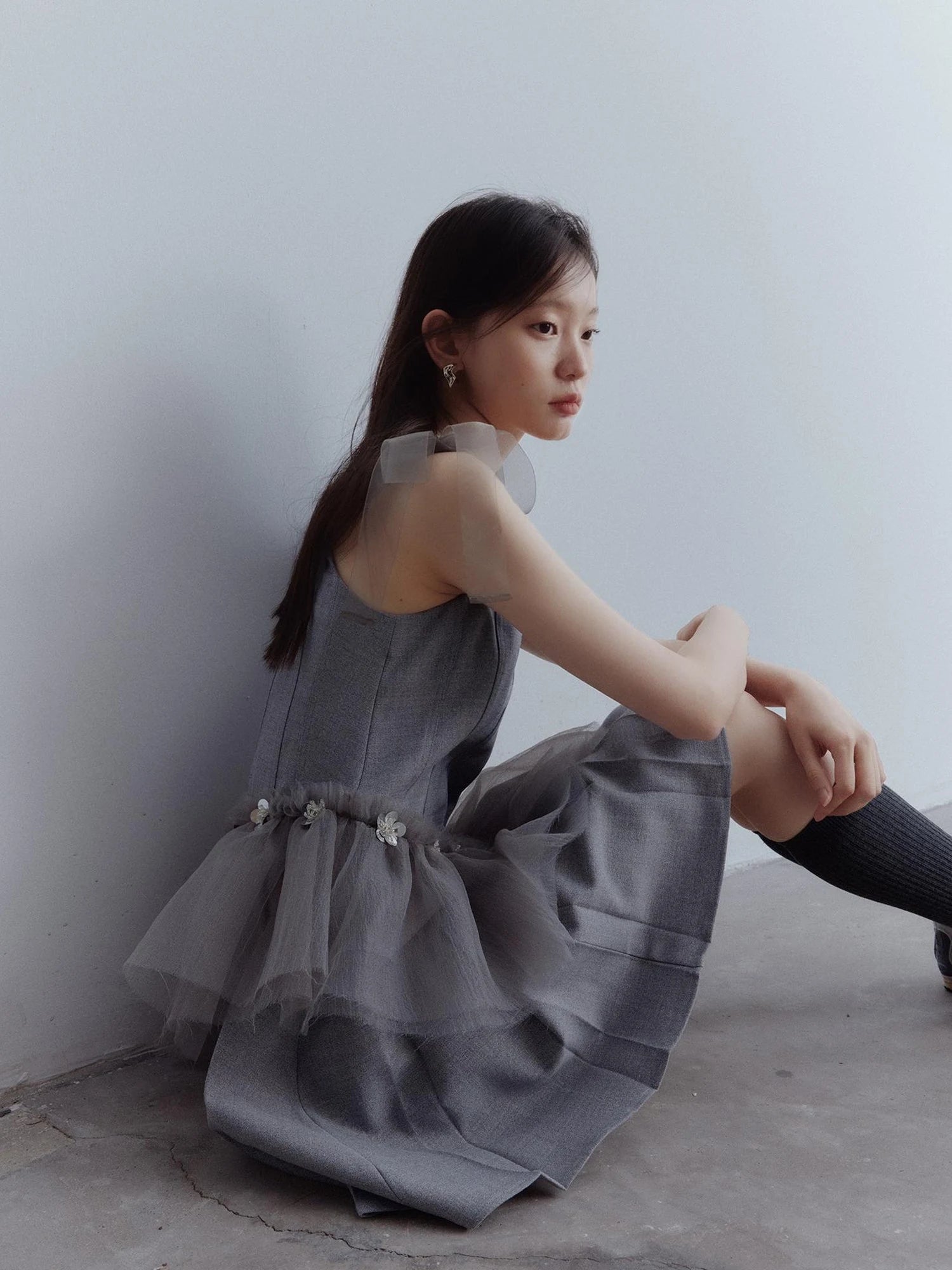 Moonlit Sprite Deconstructed Pleated Mesh Dress