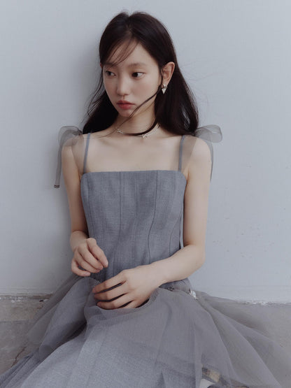 FUSSED Moonlit Sprite Deconstructed Pleated Mesh Dress