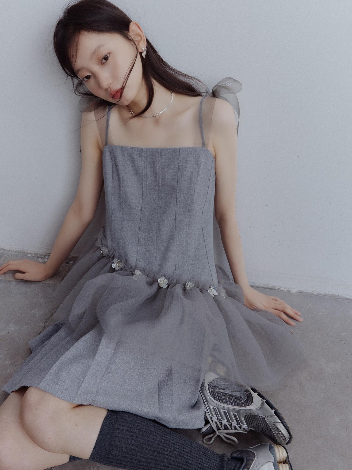 FUSSED Moonlit Sprite Deconstructed Pleated Mesh Dress