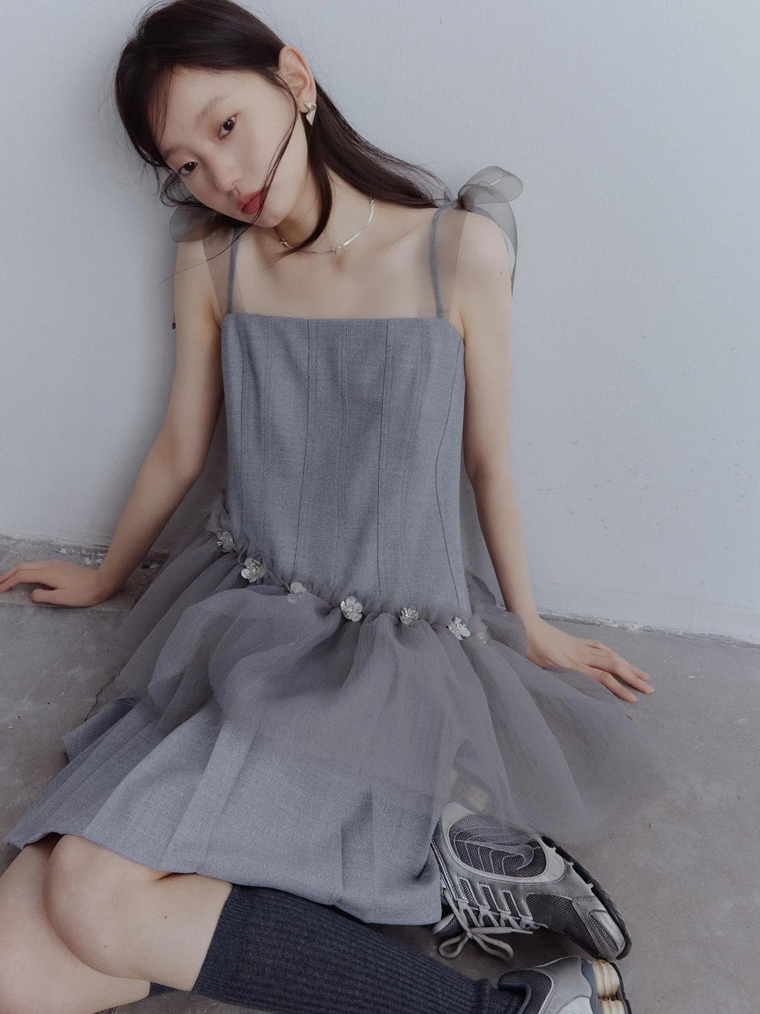 Moonlit Sprite Deconstructed Pleated Mesh Dress