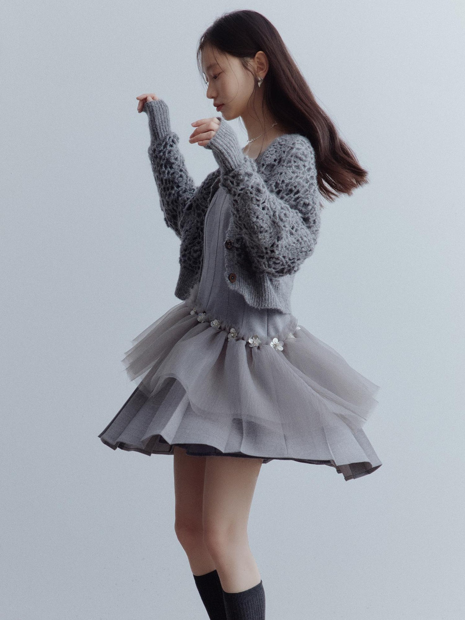 FUSSED Moonlit Sprite Deconstructed Pleated Mesh Dress