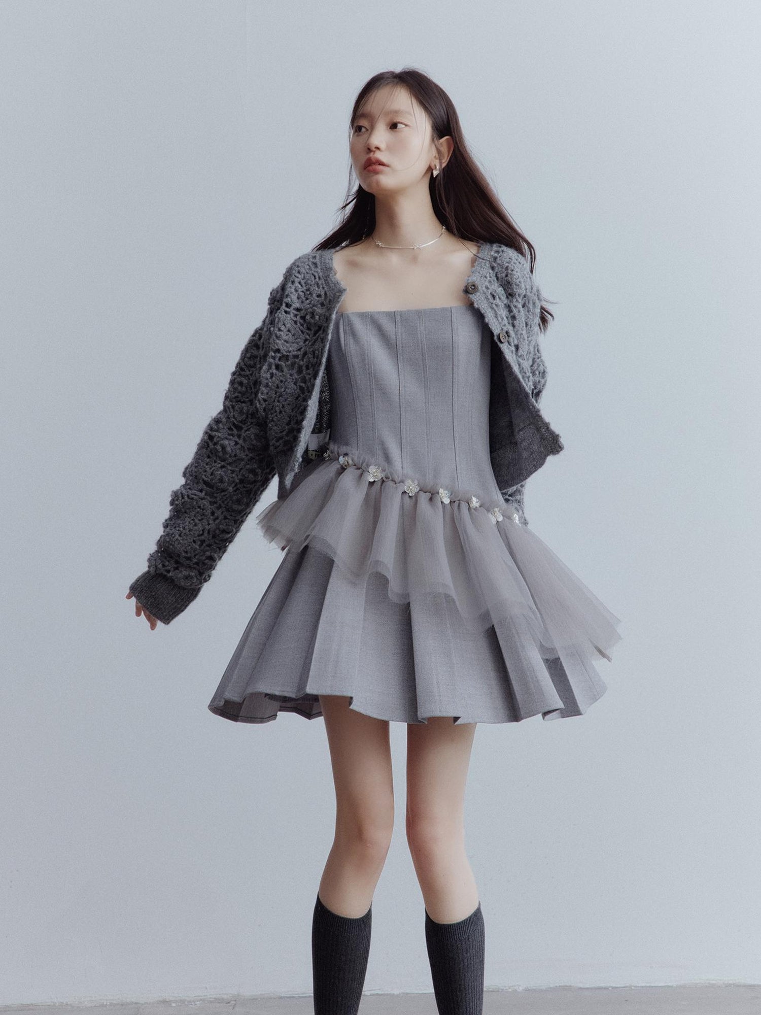 FUSSED Moonlit Sprite Deconstructed Pleated Mesh Dress
