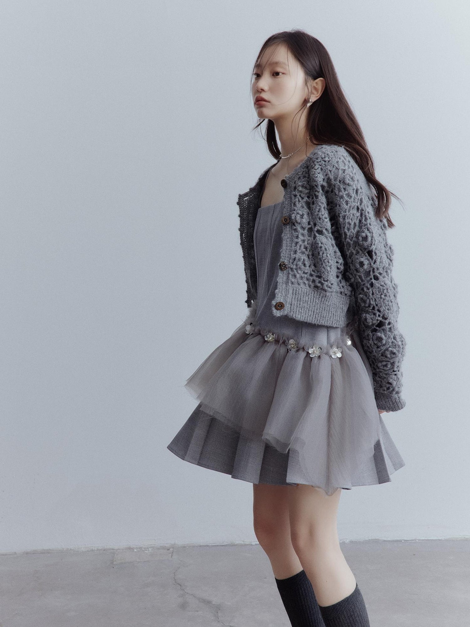 FUSSED Moonlit Sprite Deconstructed Pleated Mesh Dress