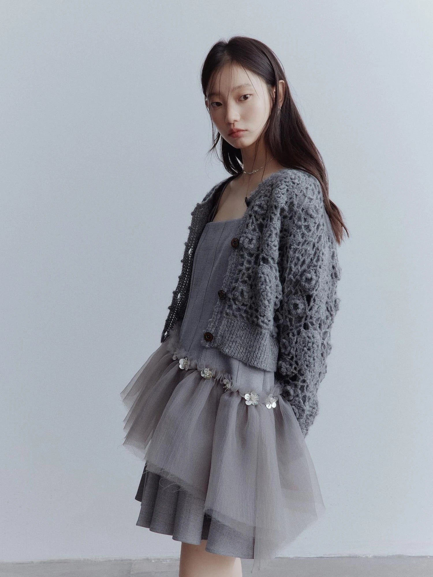 Moonlit Sprite Deconstructed Pleated Mesh Dress