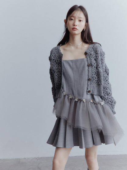 FUSSED Moonlit Sprite Deconstructed Pleated Mesh Dress