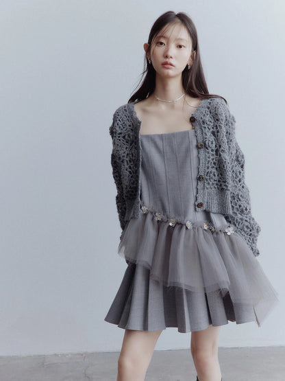 Moonlit Sprite Deconstructed Pleated Mesh Dress