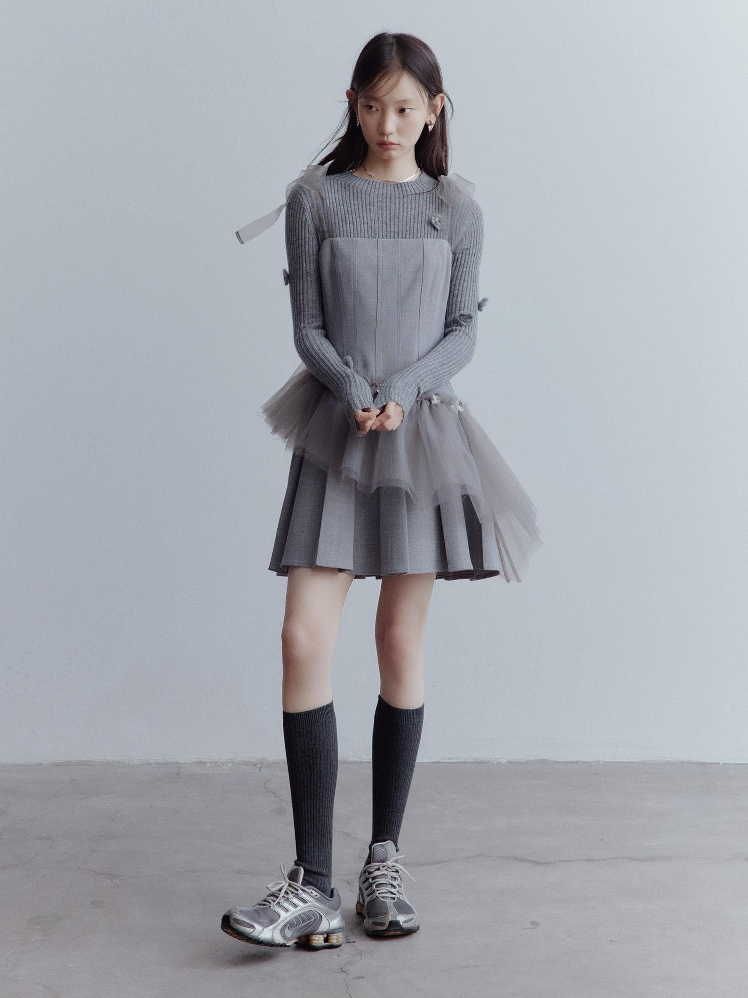 FUSSED Moonlit Sprite Deconstructed Pleated Mesh Dress
