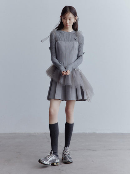 FUSSED Moonlit Sprite Deconstructed Pleated Mesh Dress