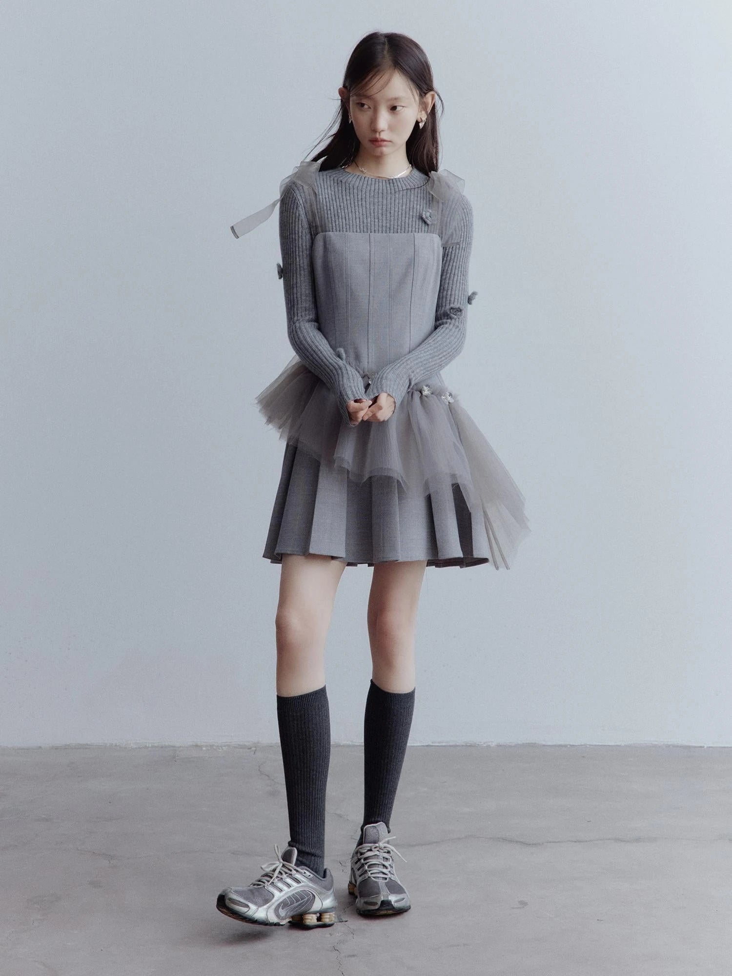 Moonlit Sprite Deconstructed Pleated Mesh Dress