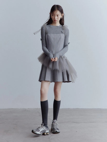 Moonlit Sprite Deconstructed Pleated Mesh Dress