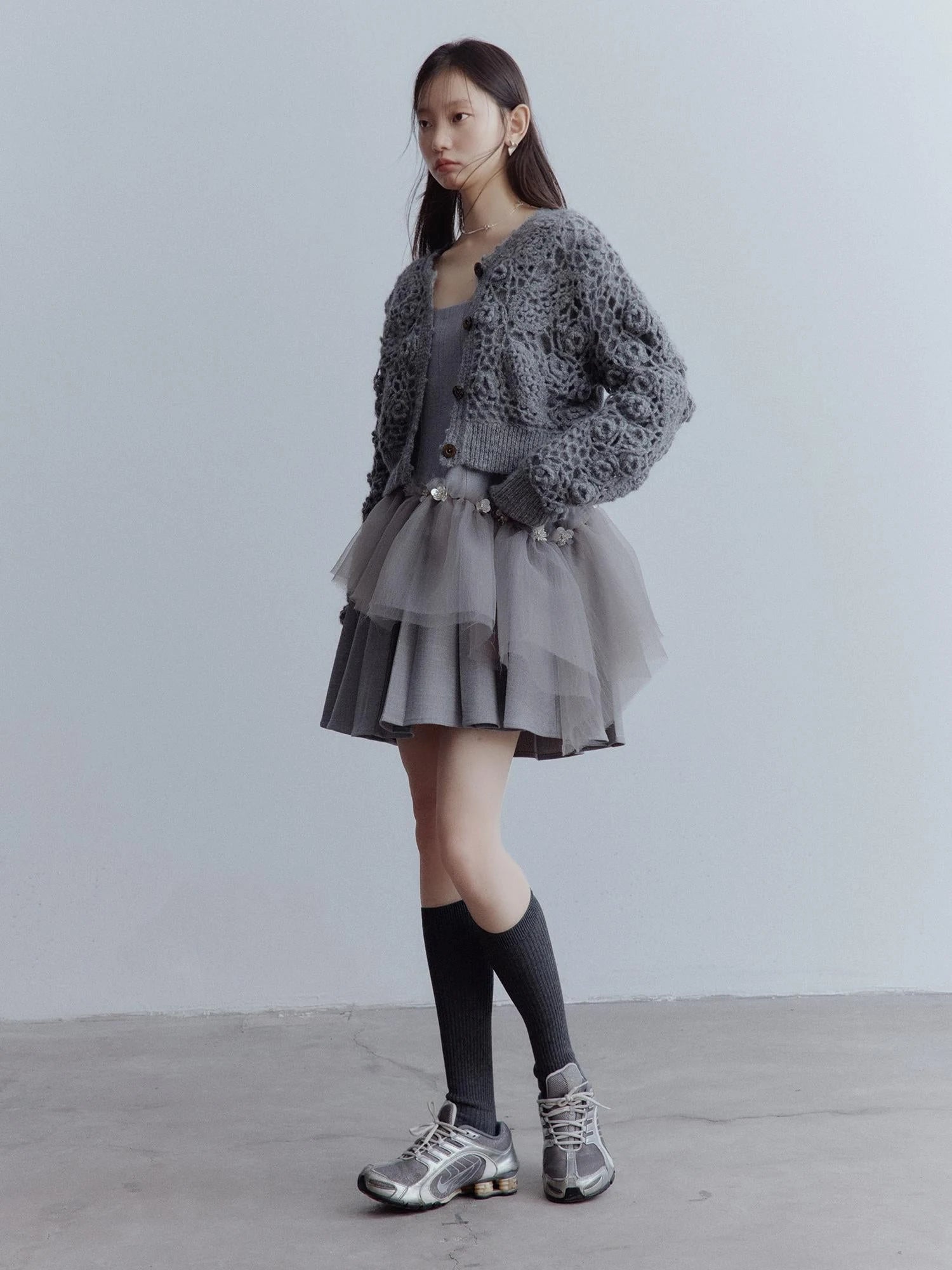 Moonlit Sprite Deconstructed Pleated Mesh Dress