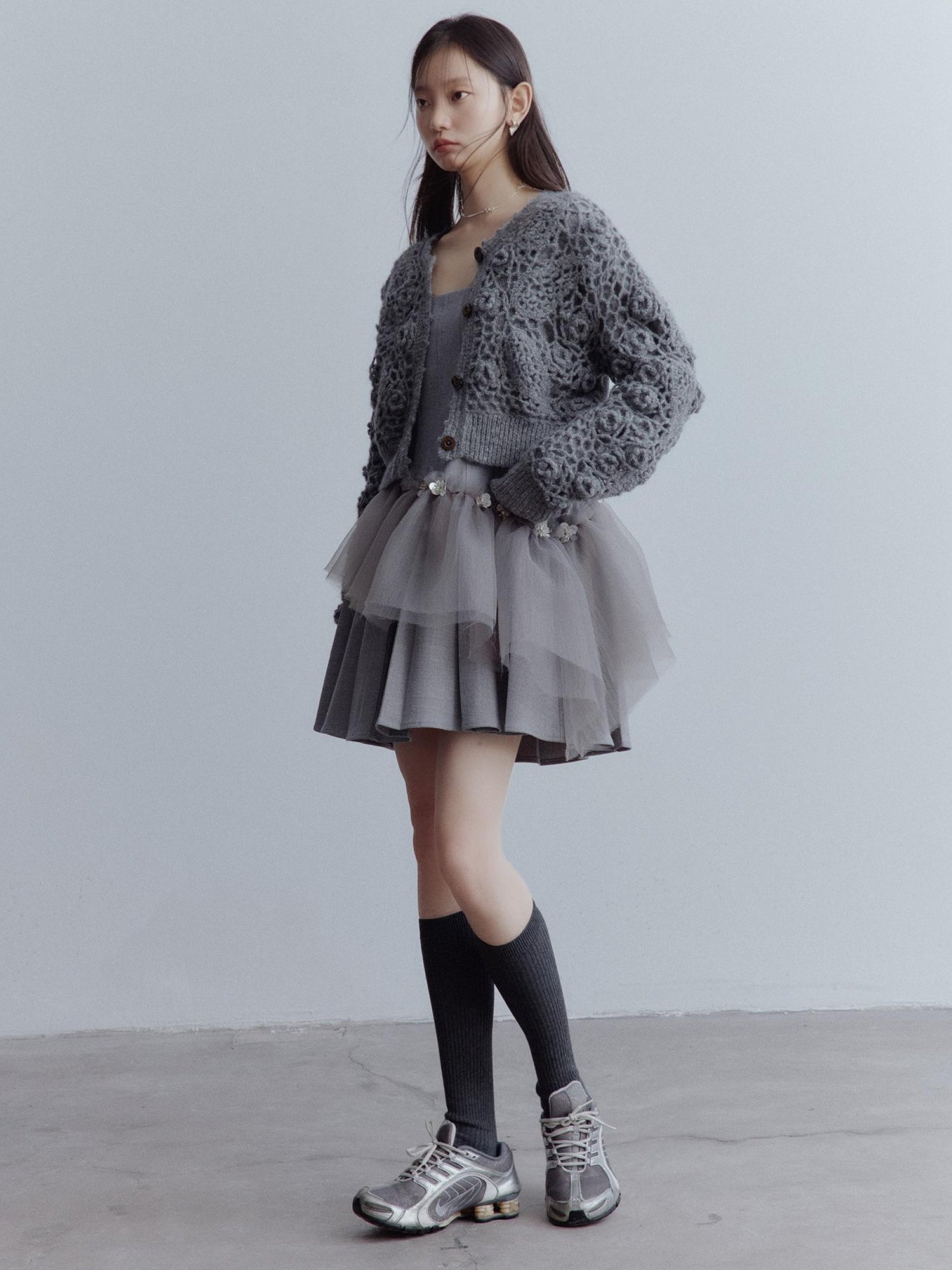 FUSSED Moonlit Sprite Deconstructed Pleated Mesh Dress