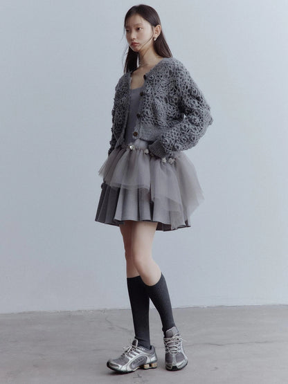 Moonlit Sprite Deconstructed Pleated Mesh Dress