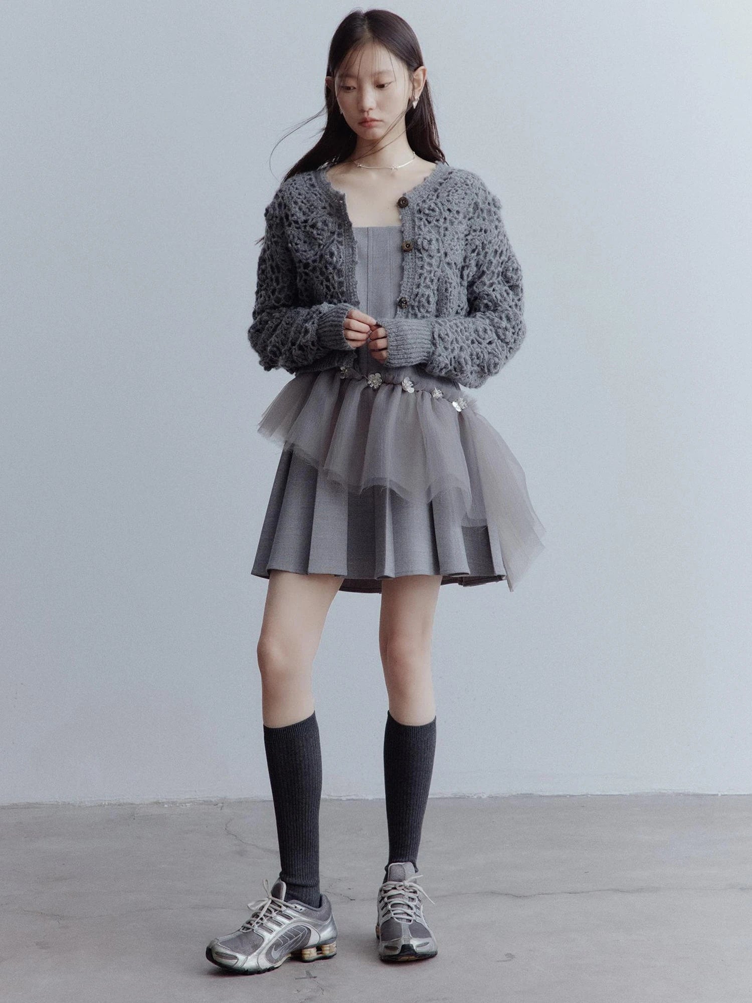 Moonlit Sprite Deconstructed Pleated Mesh Dress