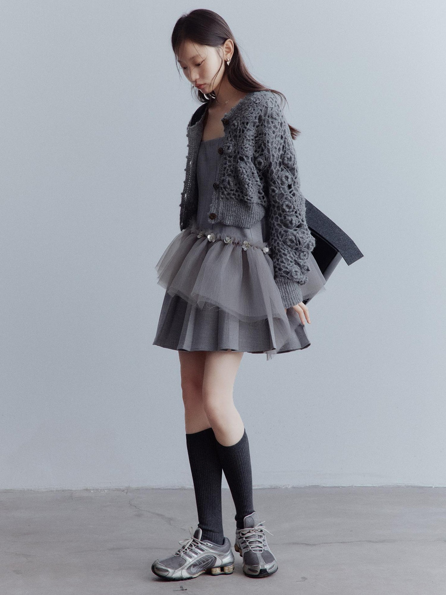 FUSSED Moonlit Sprite Deconstructed Pleated Mesh Dress
