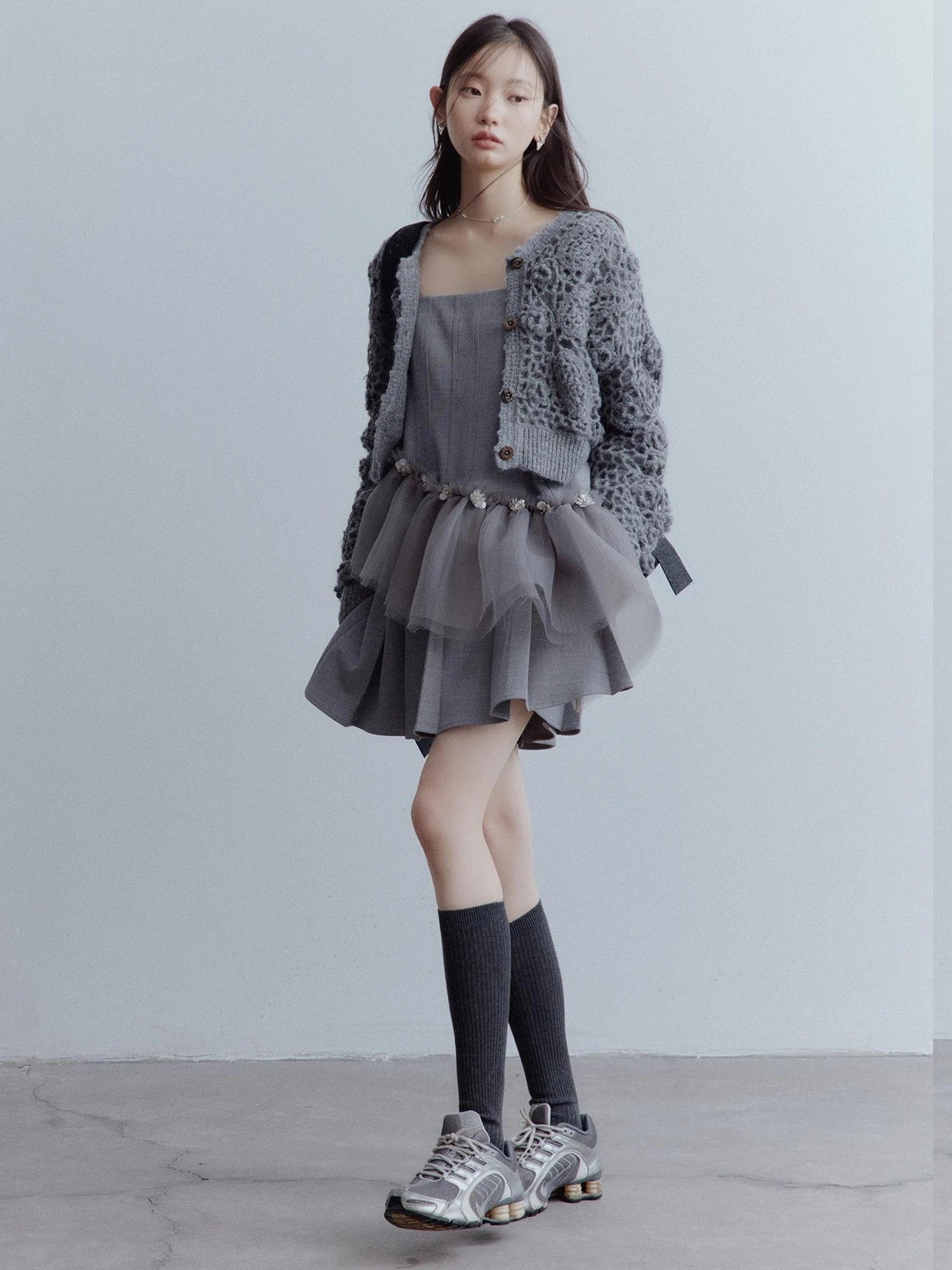 Moonlit Sprite Deconstructed Pleated Mesh Dress