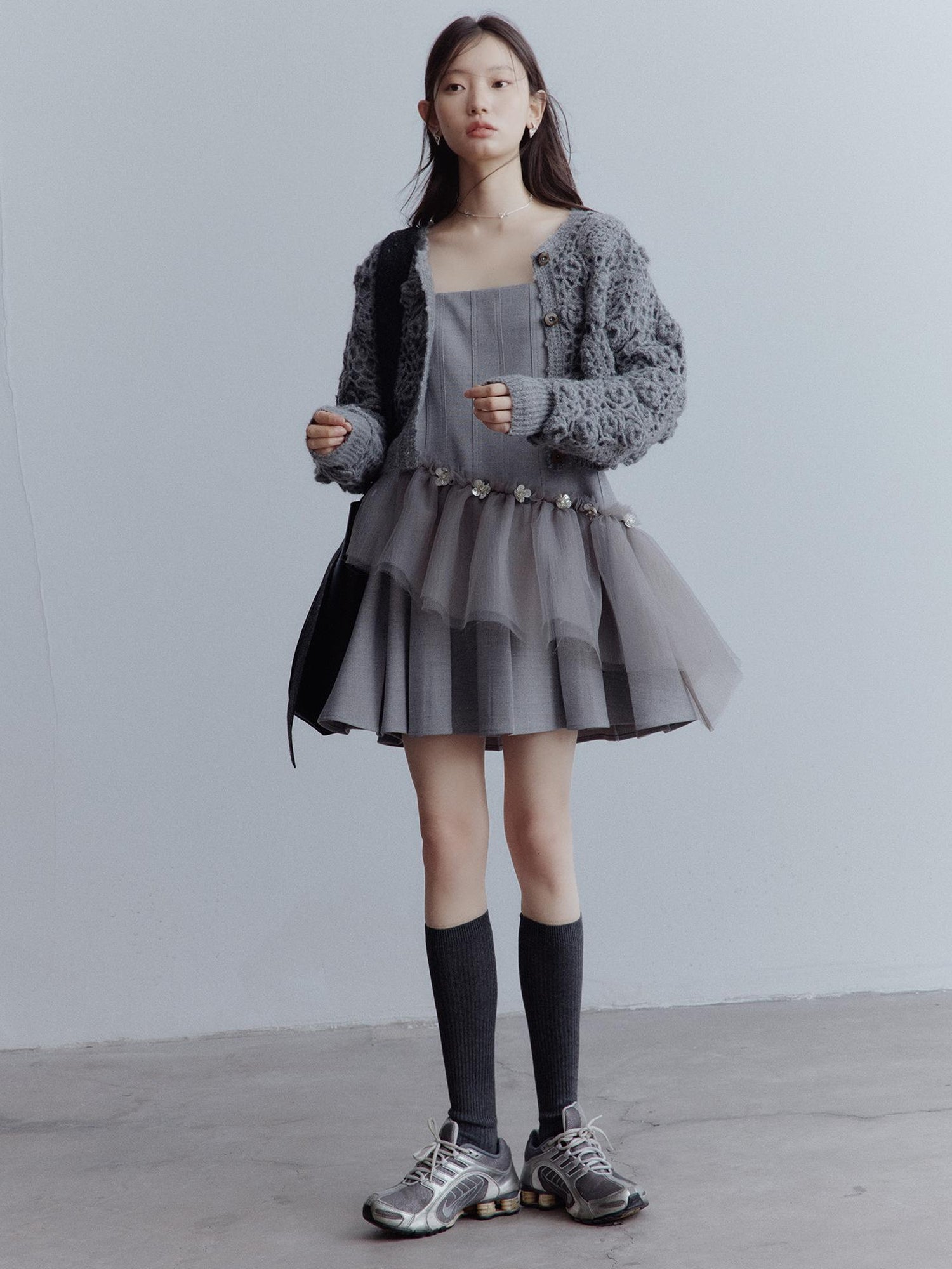 FUSSED Moonlit Sprite Deconstructed Pleated Mesh Dress