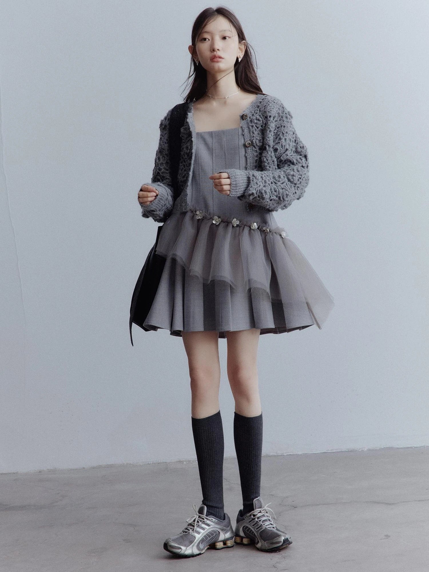 Moonlit Sprite Deconstructed Pleated Mesh Dress