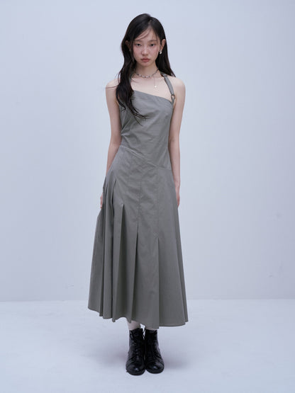 FUSSED_Moss_Green_Asymmetrical_Crinkled_Pleats_Women&