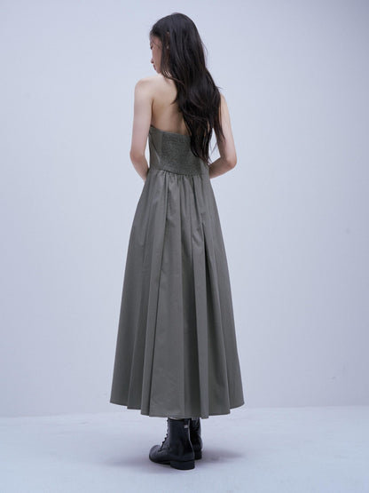 FUSSED Moss Green Asymmetrical Crinkled Pleats Women&