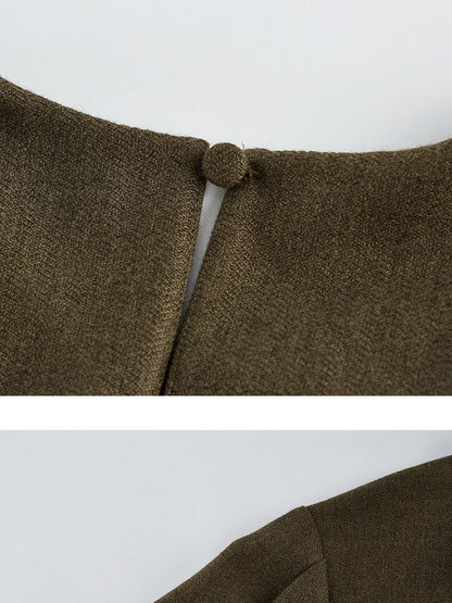FUSSED Moss Green Layered Patchwork Herringbone Asymmetric Shawl Women&