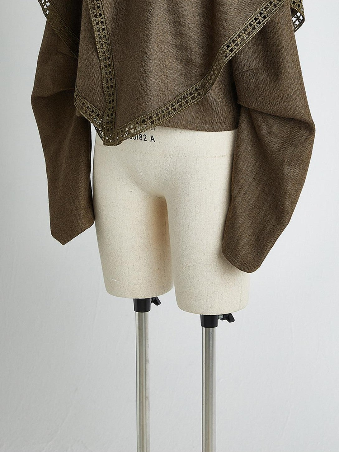 FUSSED Moss Green Layered Patchwork Herringbone Asymmetric Shawl Women&