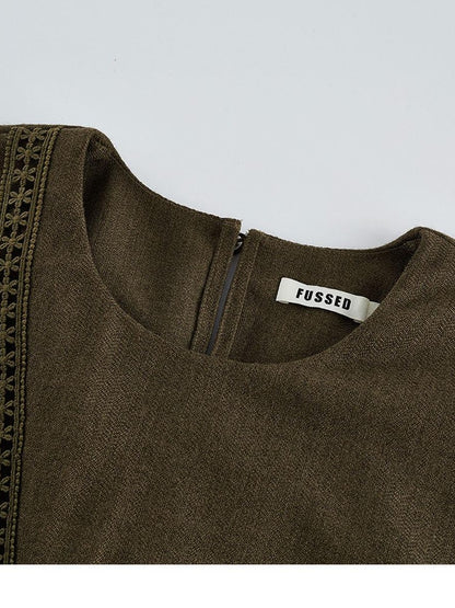 FUSSED Moss Green Layered Patchwork Herringbone Asymmetric Shawl Women&