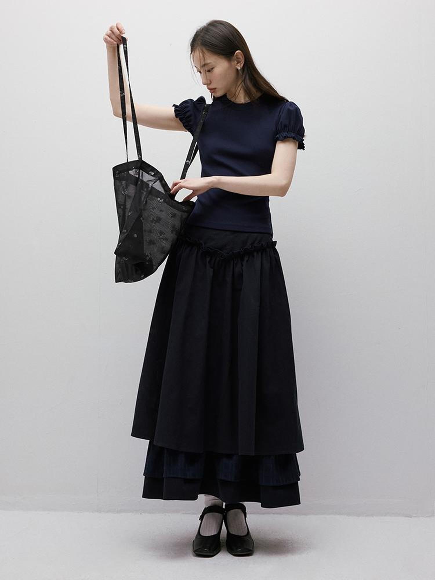 FUSSED Multi Layer Dream Twilight Blue Maxi Skirt