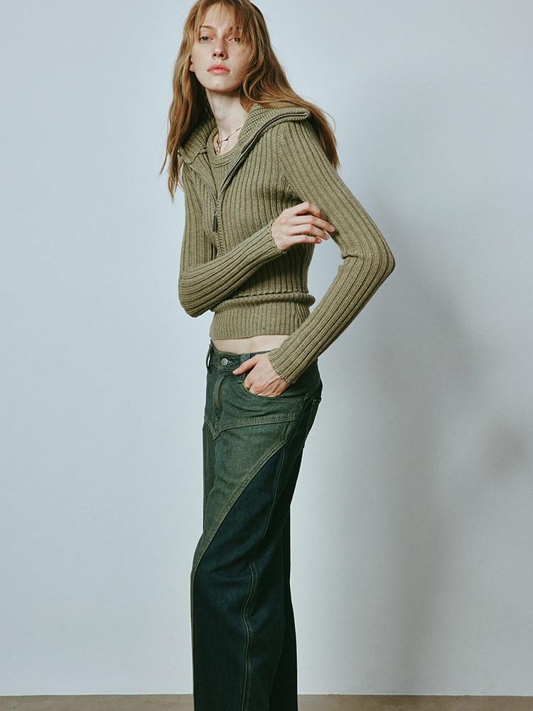 FUSSED Mustard Slim Zip Cropped Vest And Jacket Women&