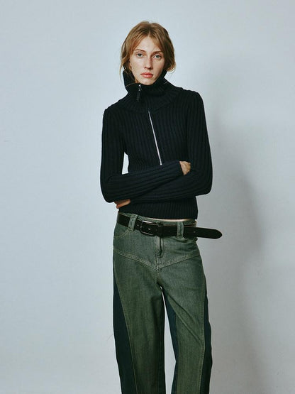FUSSED Navy Slim Fit Vest And Zipper Cardigan Women&