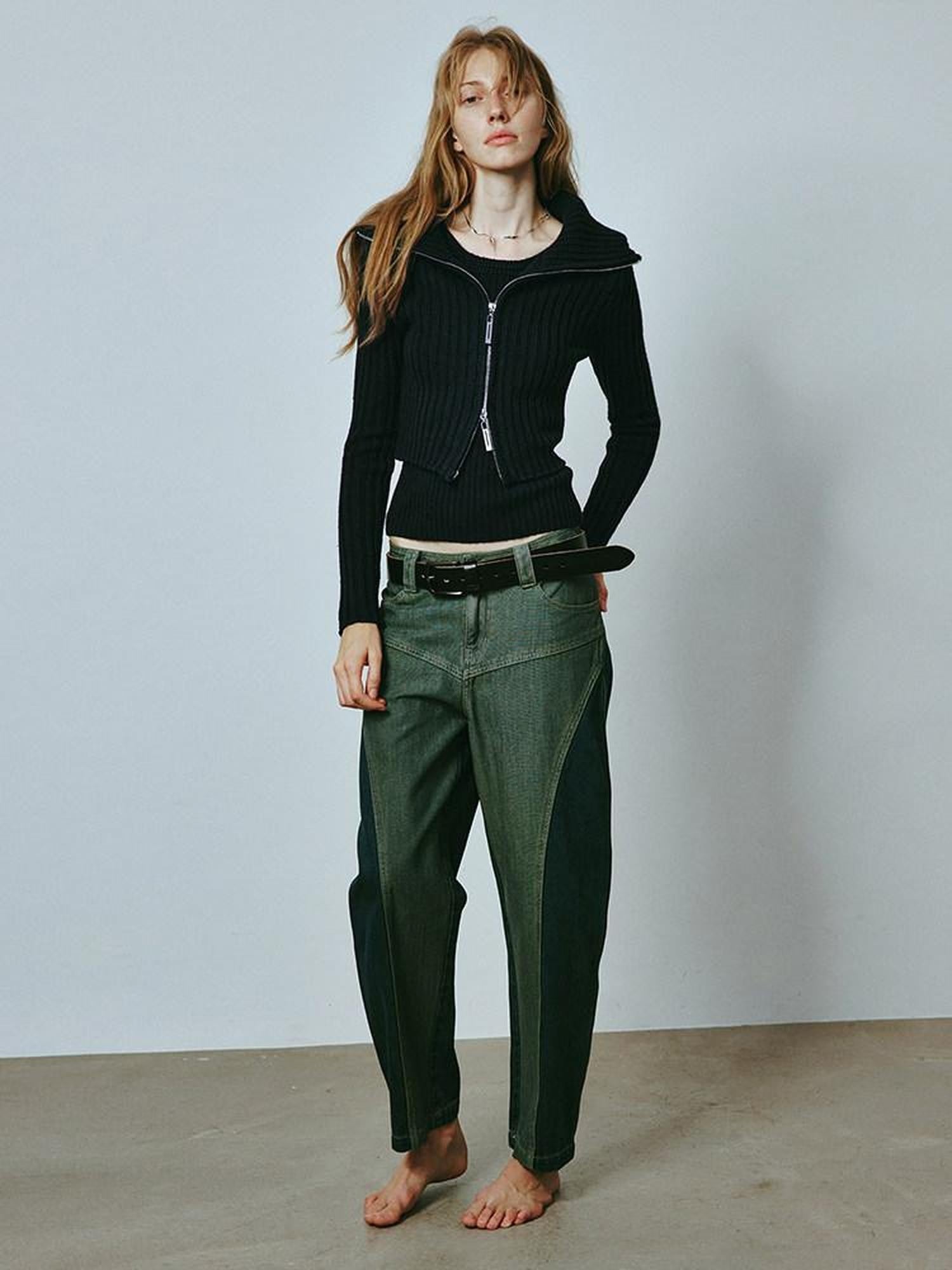 FUSSED Navy Slim Fit Vest And Zipper Cardigan Women&