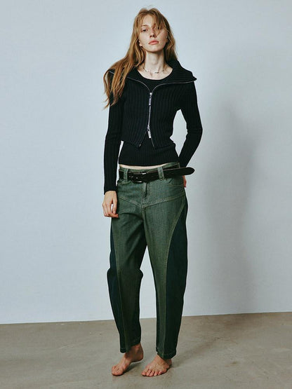 FUSSED Navy Slim Fit Vest And Zipper Cardigan Women&