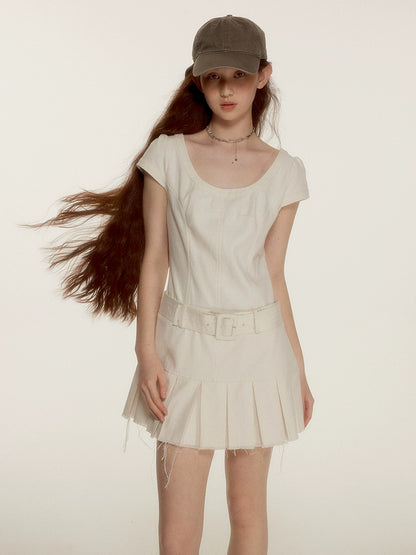 FUSSED_Noisy_White_Heavy_Quilting_Raw_Hem_Denim_Dress_MISSTT