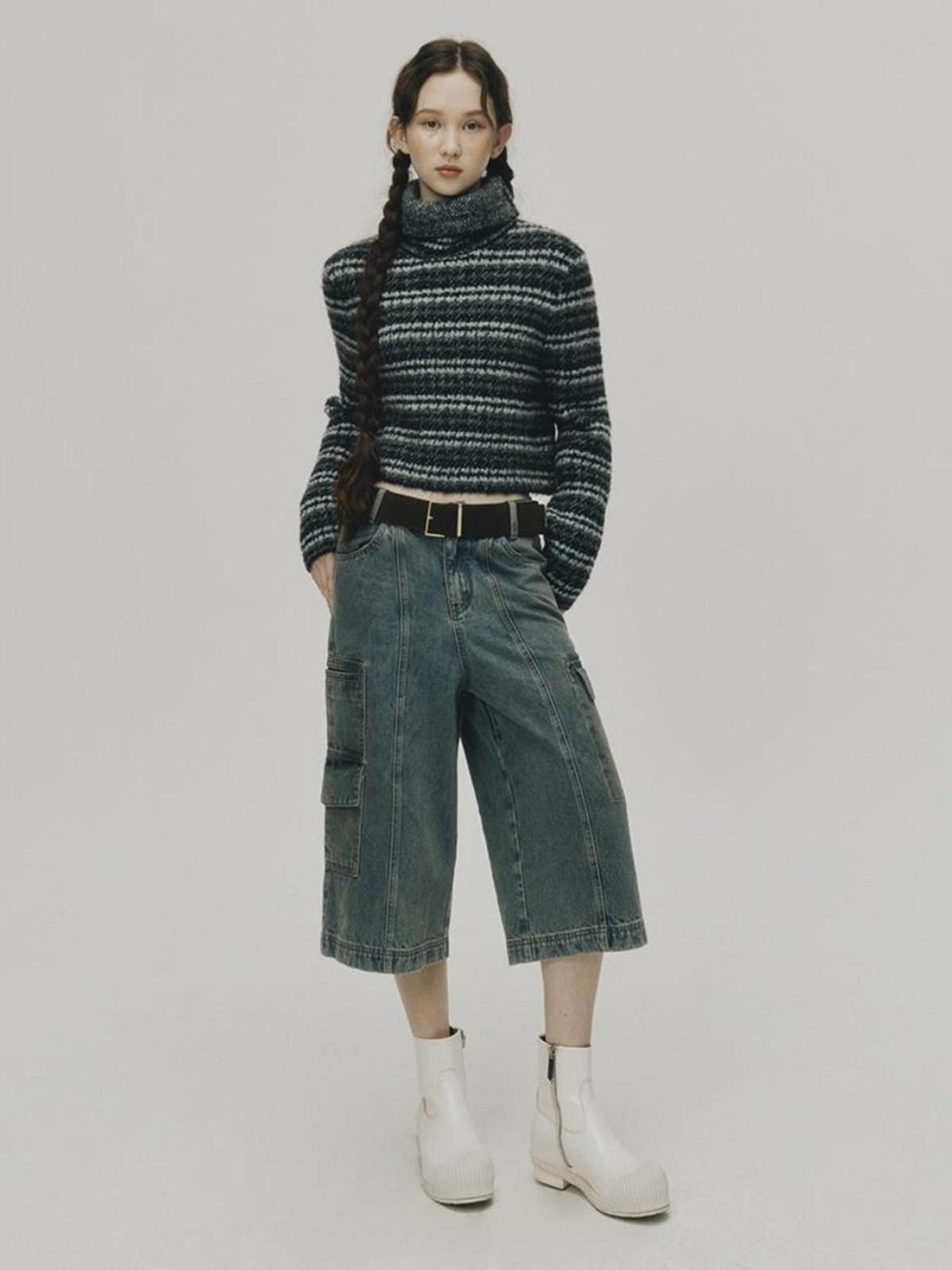 FUSSED Norwegian Forest Textured Nordic Blue Green Alpaca Wool Sweater