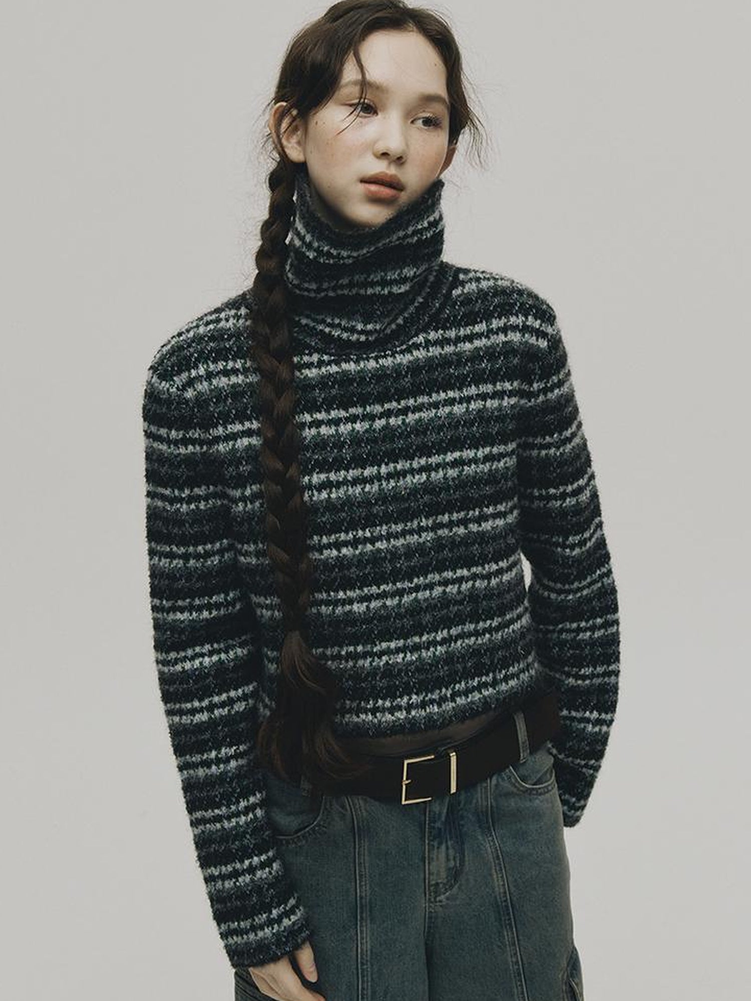 FUSSED Norwegian Forest Textured Nordic Blue Green Alpaca Wool Sweater