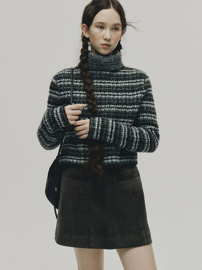 FUSSED Norwegian Forest Textured Nordic Blue Green Alpaca Wool Sweater