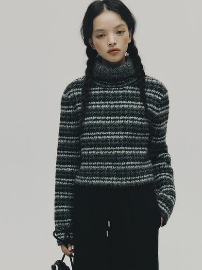 FUSSED Norwegian Forest Textured Nordic Blue Green Alpaca Wool Sweater