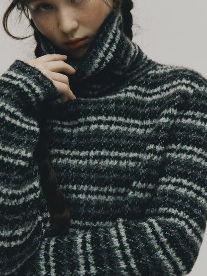 FUSSED Norwegian Forest Textured Nordic Blue Green Alpaca Wool Sweater