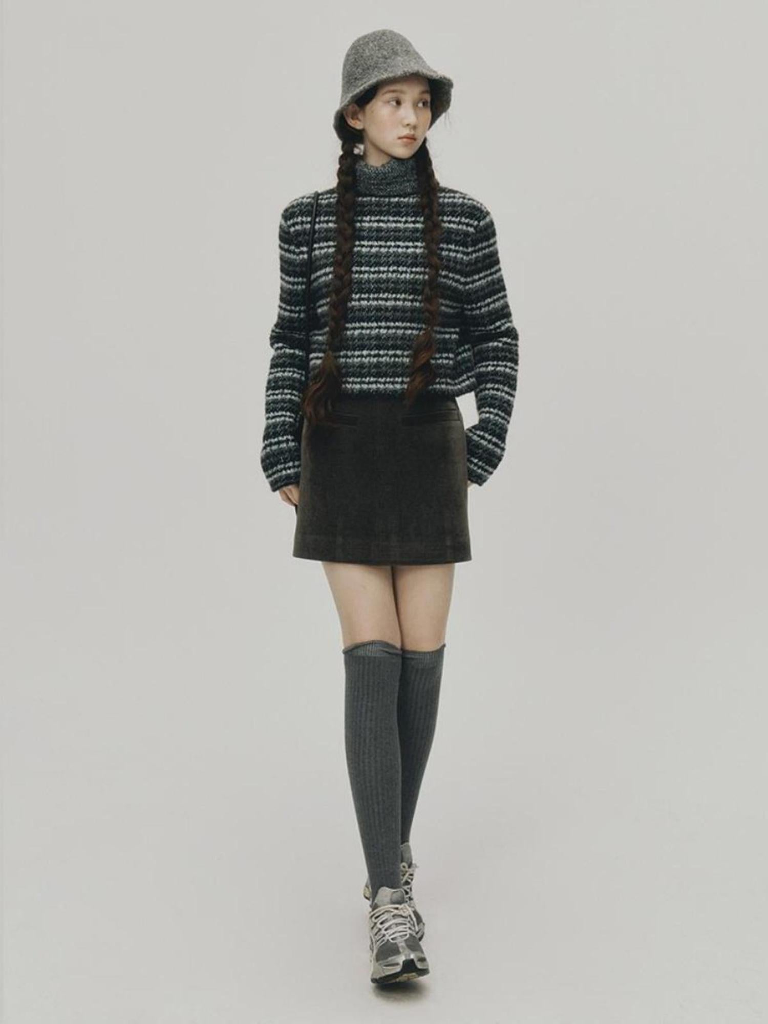 FUSSED Norwegian Forest Textured Nordic Blue Green Alpaca Wool Sweater