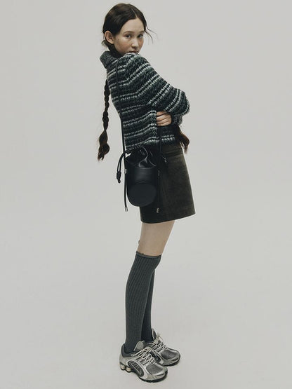FUSSED Norwegian Forest Textured Nordic Blue Green Alpaca Wool Sweater