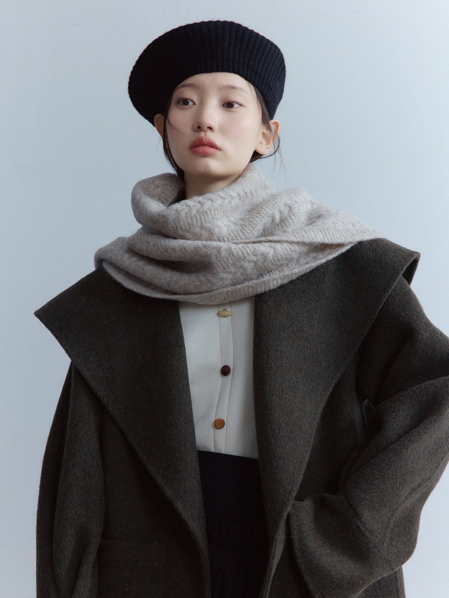 FUSSED Oatmeal Heavy Twisted Cable Patchwork Women&